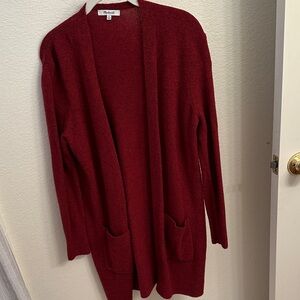Madewell Deep Red Open Front Cardigan